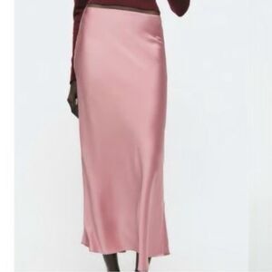 Zara Pink Satin Maxi Skirt